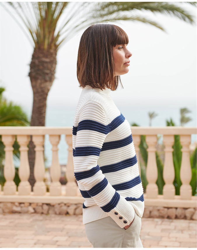 Cotton Ottoman Rib Stripe Sweater