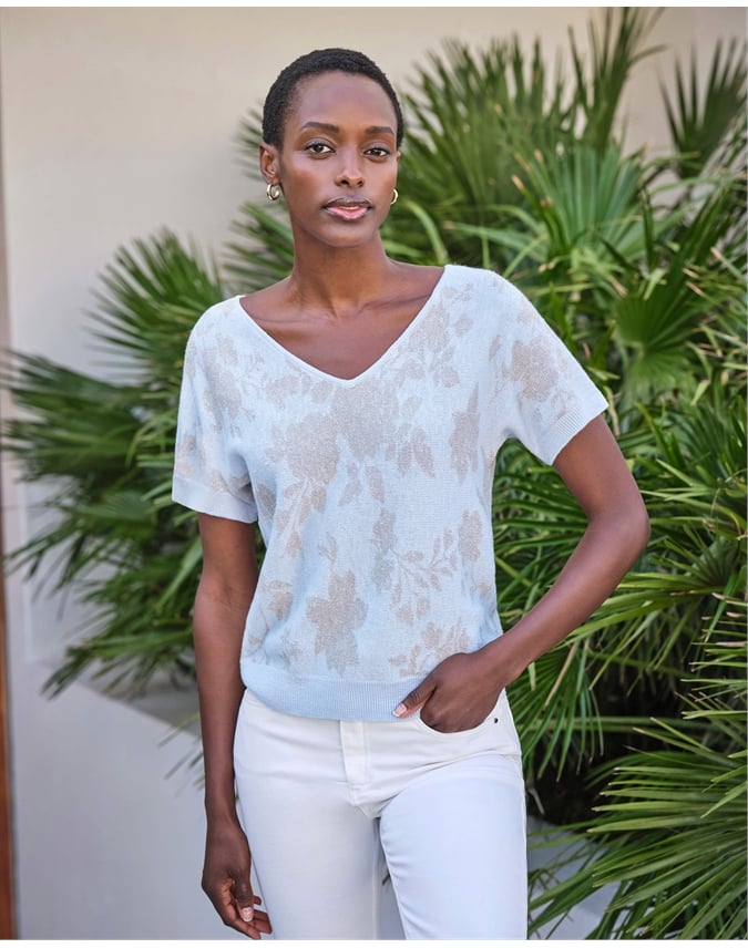 Linen Cotton Sparkle Rose Top