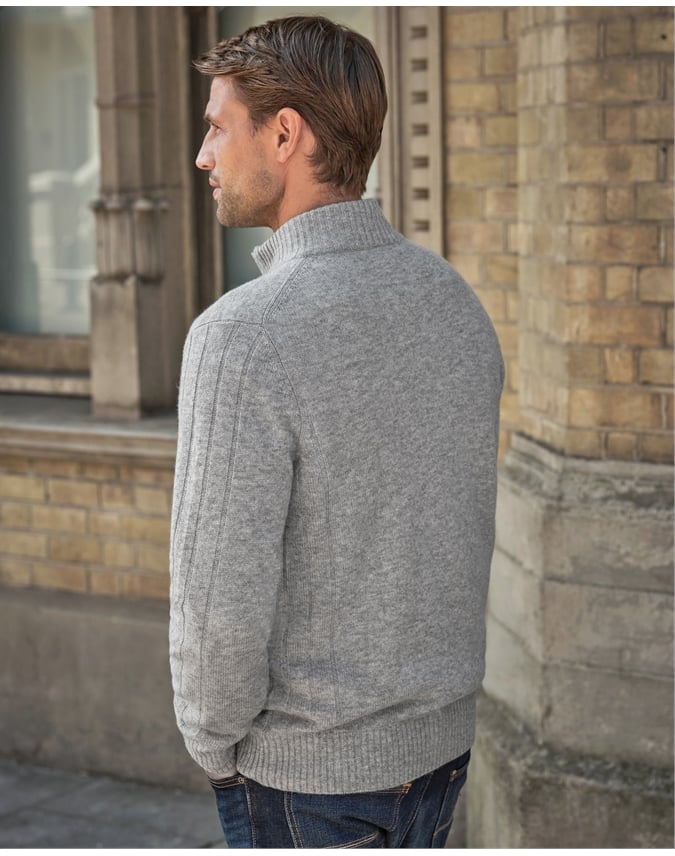 Wool Cashmere Ribbed Zip Through