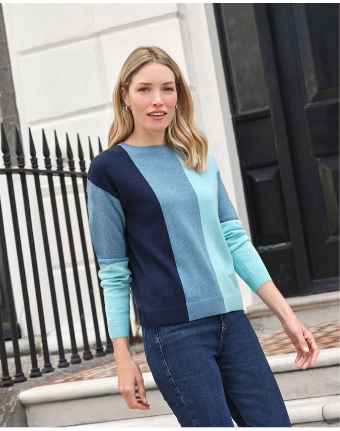 Wool Cash Vertical Stripe Sweater