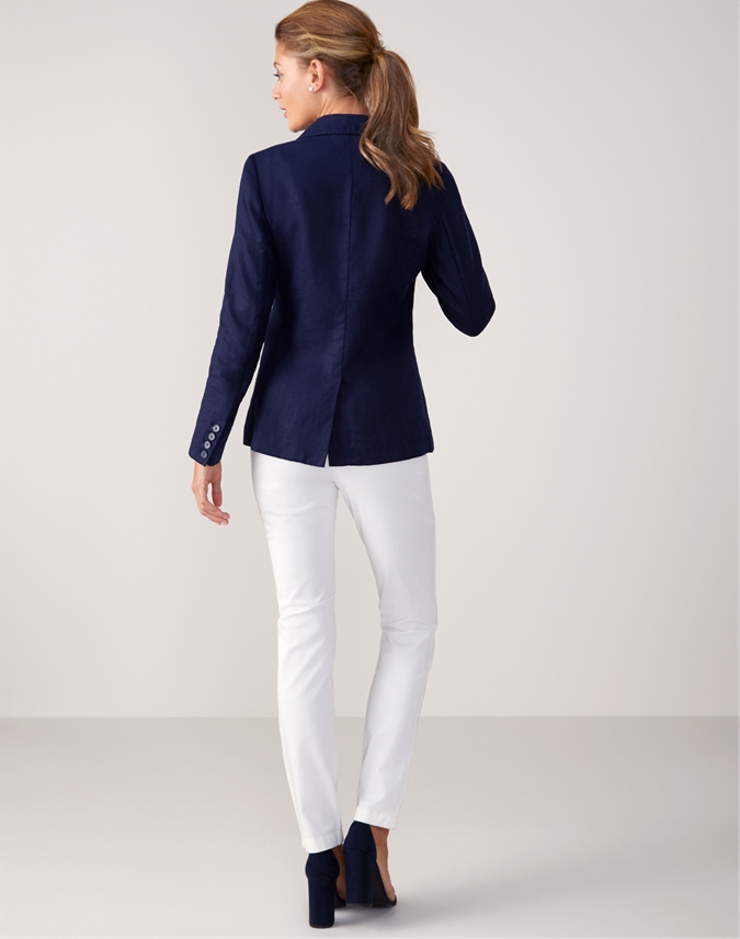 Navy Laundered Linen Jacket Pure Collection
