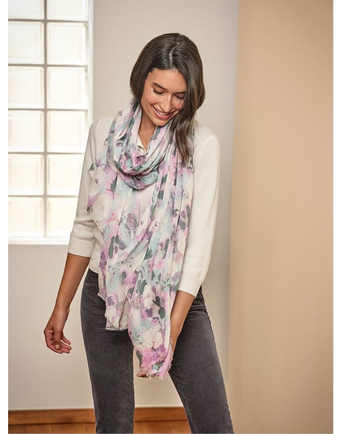 Silk Blend Printed Scarf