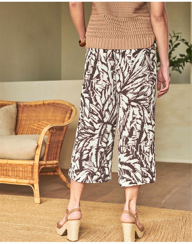 Printed Cropped Palazzo Trouser