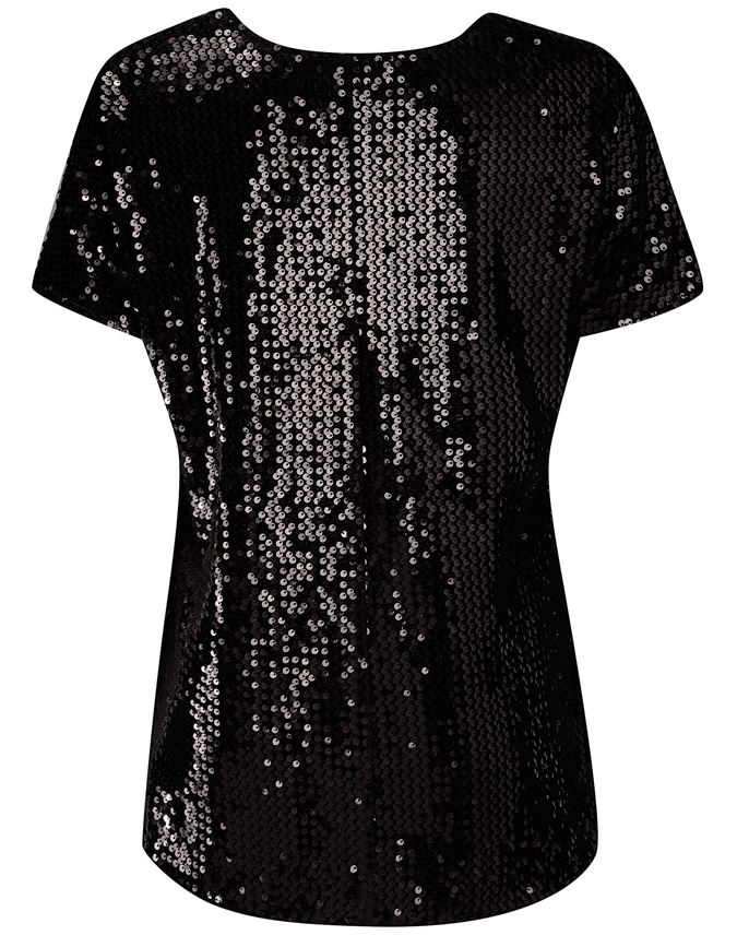 Black Sequin | Sequin T-Shirt | Pure Collection