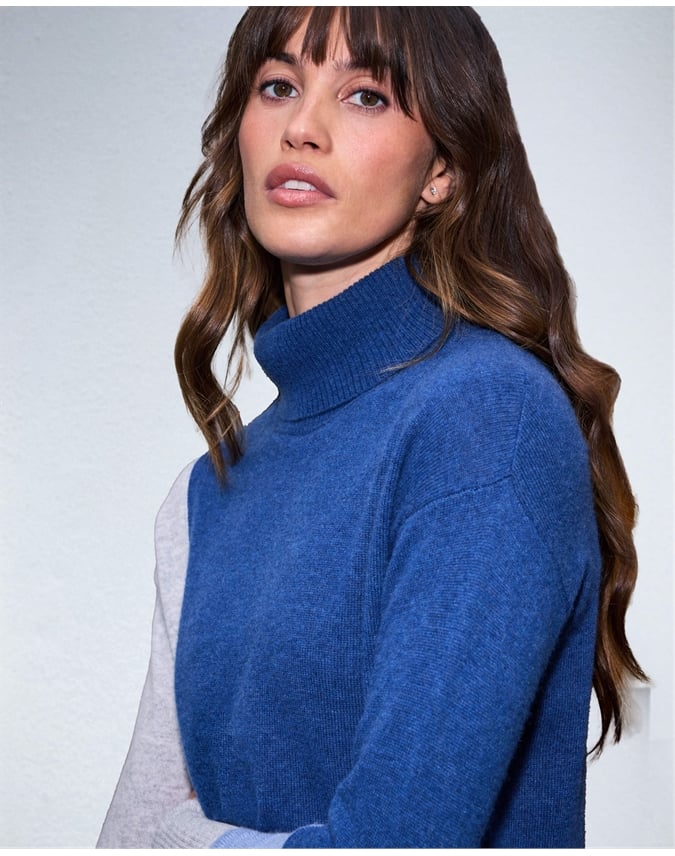 Cashmere Colourblock Roll Neck