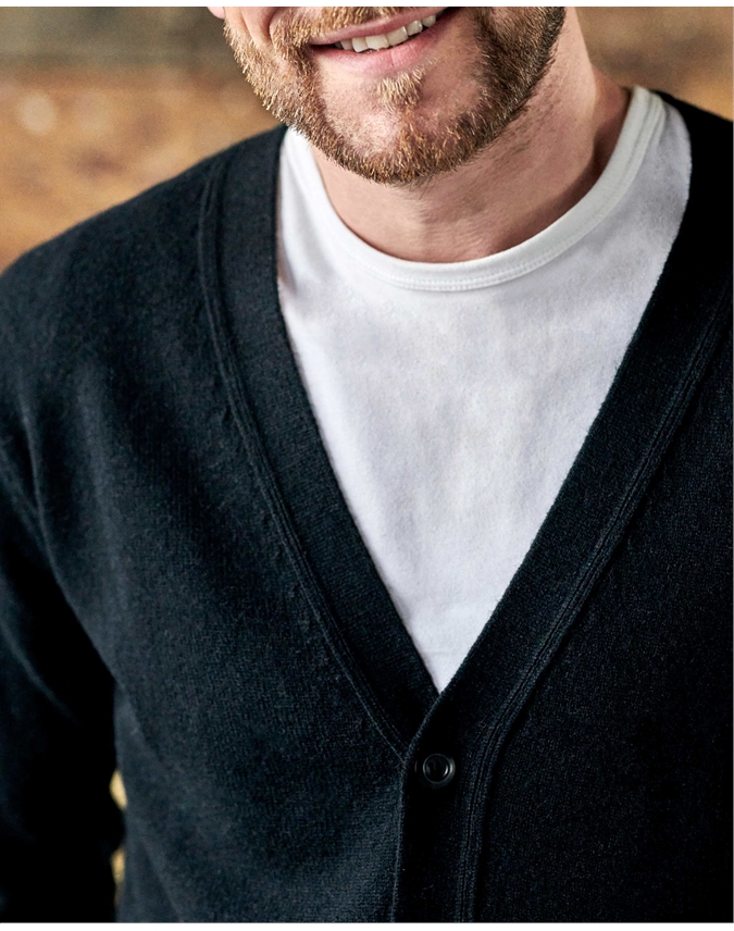 Mens Lambswool V Neck Cardigan