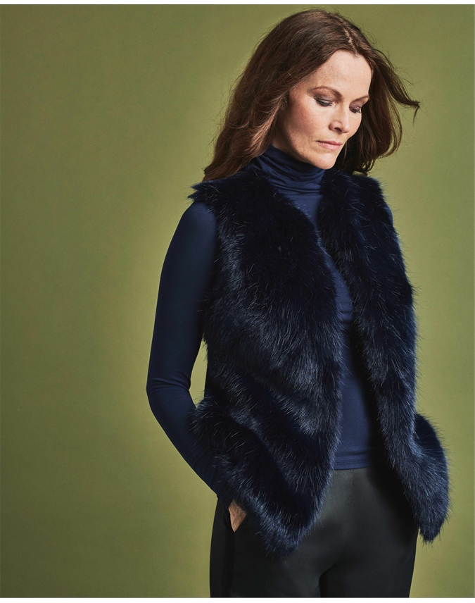 Navy Faux Fur Vest Pure Collection