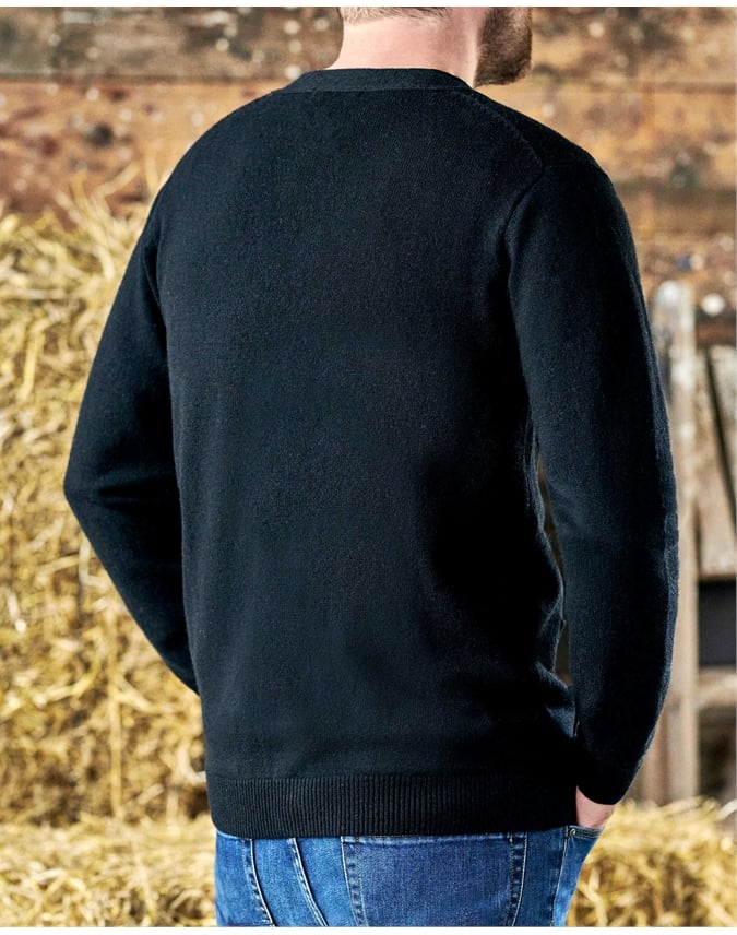 Mens Lambswool V Neck Cardigan
