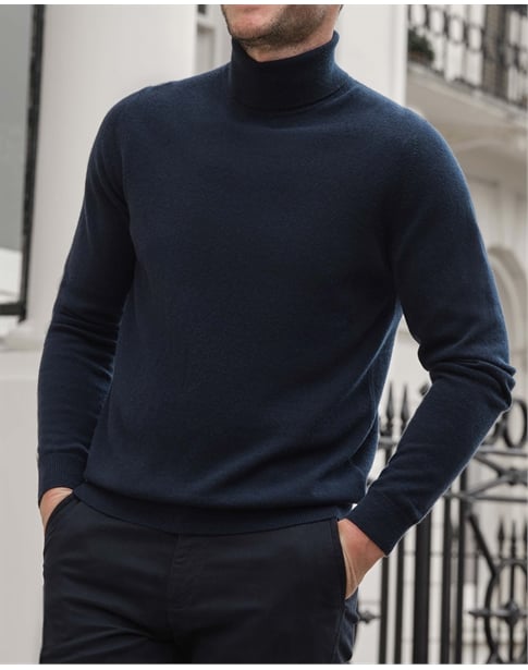 Mens Cashmere Roll Neck Sweater
