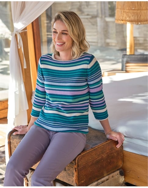 Multi Stripe Cotton Sweater