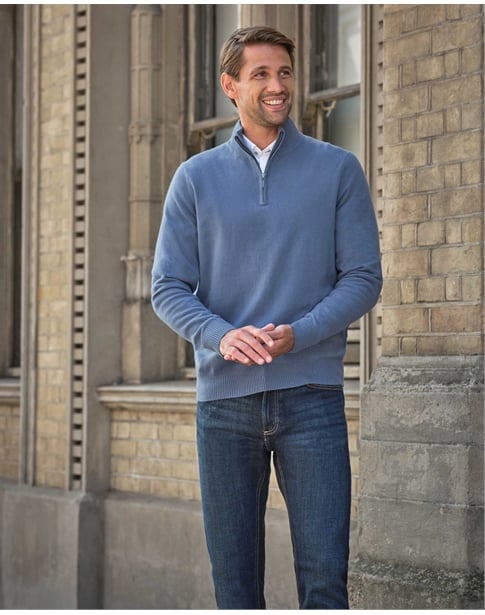 Mens Cashmere Zip Neck Sweater