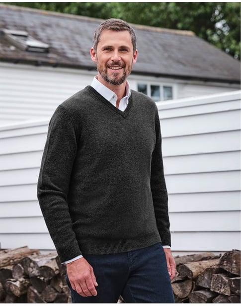 Mens Lambswool V Neck Sweater