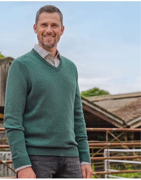 Mens Lambswool V Neck Jumper