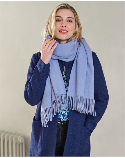 Womens Wool Cashmere Fringed Scarf