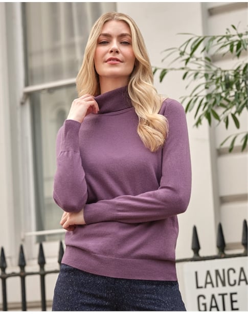 Womens Cashmere Polo Neck Sweater