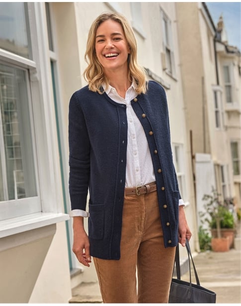 Lambswool Ladies Crew Neck Cardigan