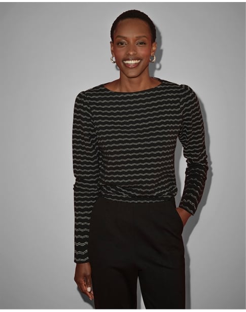 Silver Stripe Jaquard Top