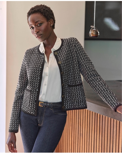 Wool Cotton Houndstooth Jacket