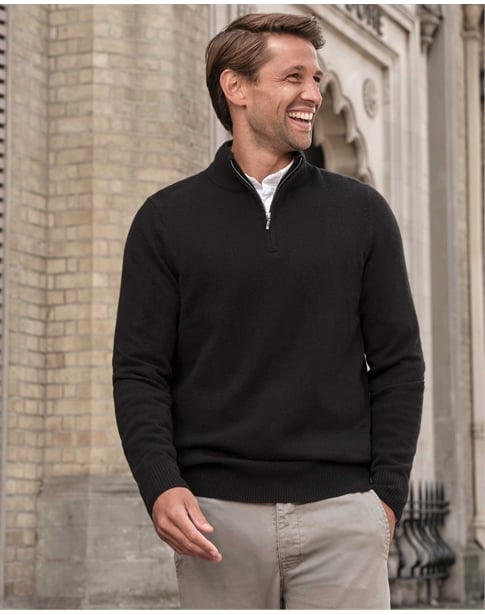 Mens Cashmere Zip Neck Sweater