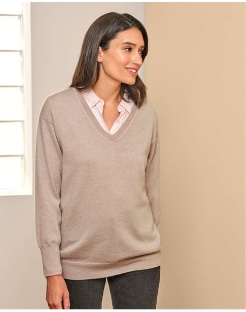 Cashmere Blend Boyfriend V Neck Sweater