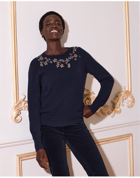 Peacock Blue Cashmere Boyfriend Polo Neck Sweater Pure Collection