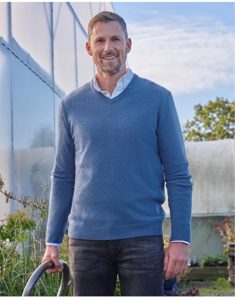 Mens Lambswool V Neck Sweater