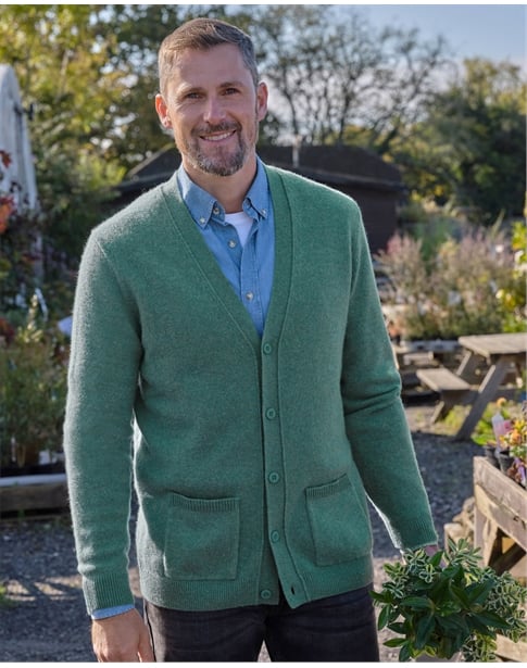 Mens Lambswool V Neck Cardigan