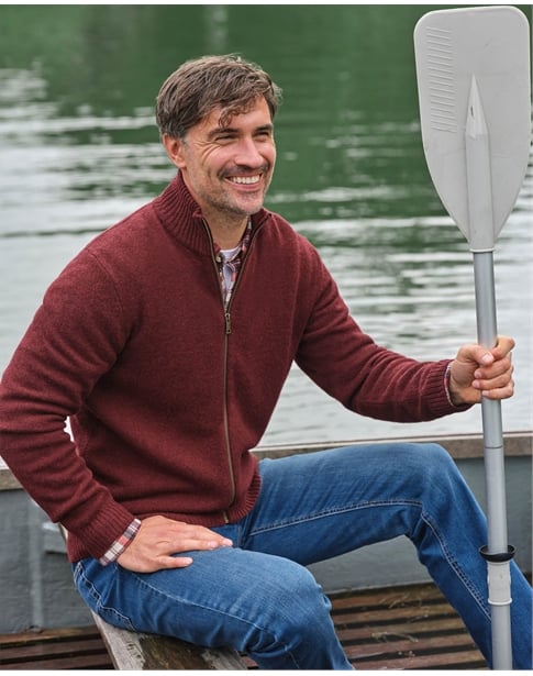 Mens Lambswool Lincoln Zipper Cardigan