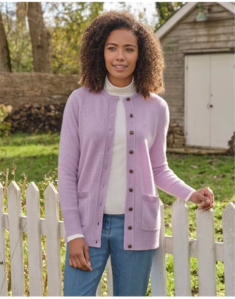 Lambswool Ladies Crew Neck Cardigan