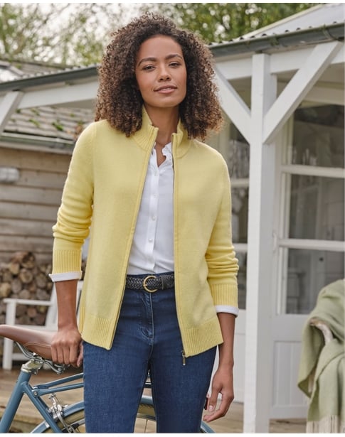 Lambswool Zip Thru Cardigan