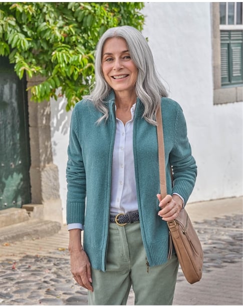 Lambswool Zip Thru Cardigan