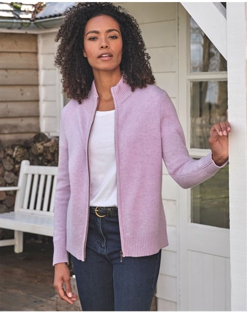 Lambswool Zip Thru Cardigan