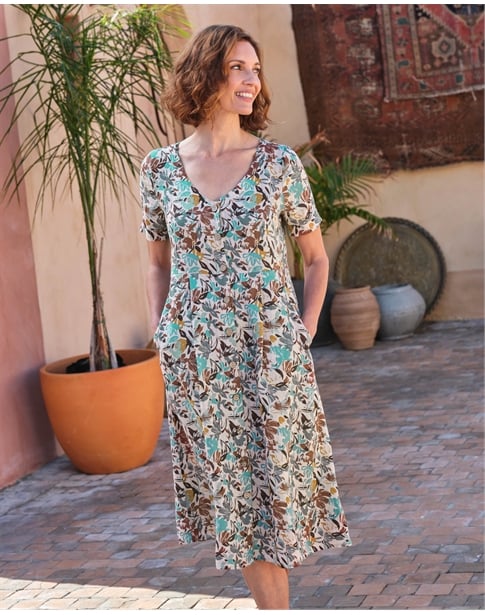 Button Through Linen Dress