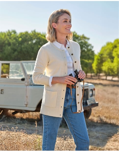 Lambswool Ladies Crew Neck Cardigan