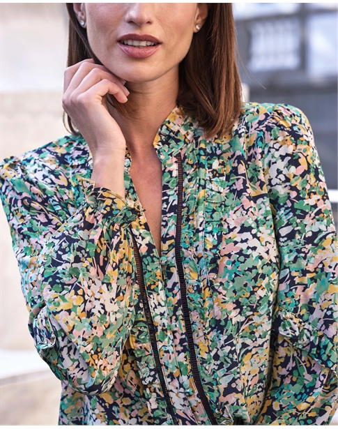 Printed Frill Sleeve Blouse