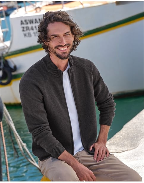 Essential Cotton Zip Cardigan