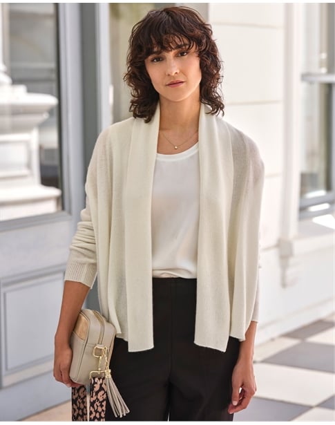 Cashmere Short Open Cardigan