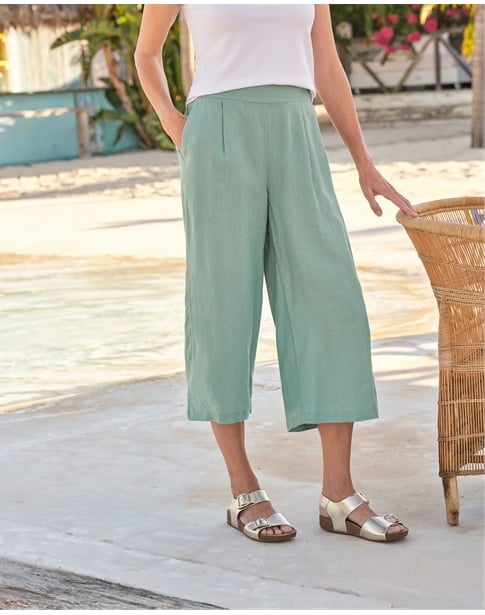 Elastic Back Linen Culottes