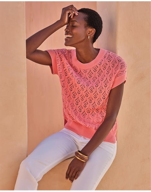 Cotton Lace Knit Top