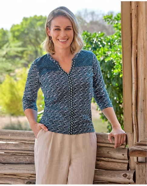 Notch Neck Mix Match Top