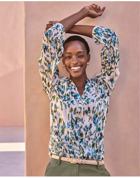 Print Blouse With Lurex