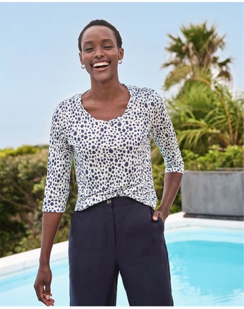 LINEN 3/4 SLEEVE TOP