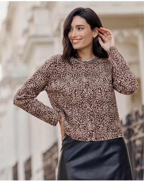 Animal Knitted Jacket With Trim
