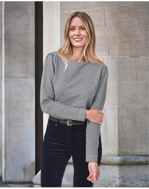 Jacquard Long Sleeve Top