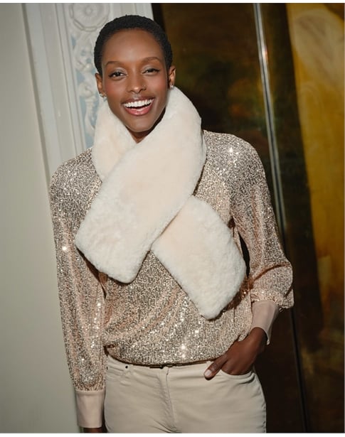 Silk Lined Shearling Scarf