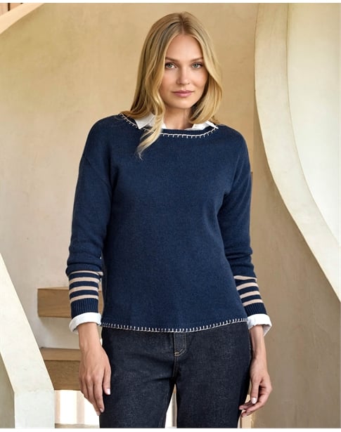 Blanket Stitch Stripe Sweater