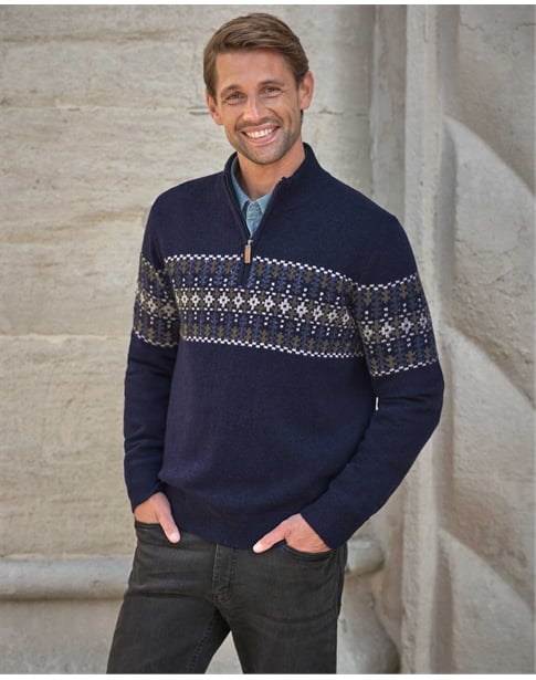Wool Fairisle 1/2 Zip Jumper