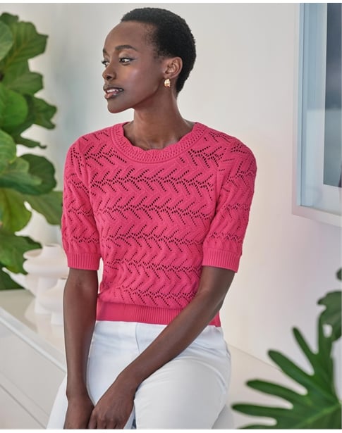 Cotton Crochet Trim Top