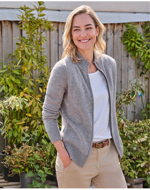 Lambswool Zip Thru Cardigan