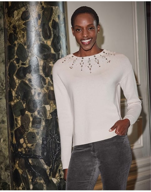 Crystal/ Pearl Embellished Sweater